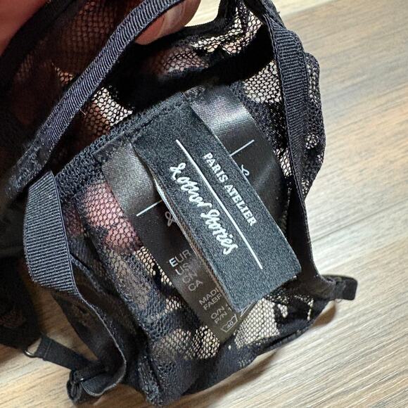 & Other Stories 6 Lace Triangle Bra Mesh Black Sheer Dolphin Adjustable Strap - Picture 7 of 10